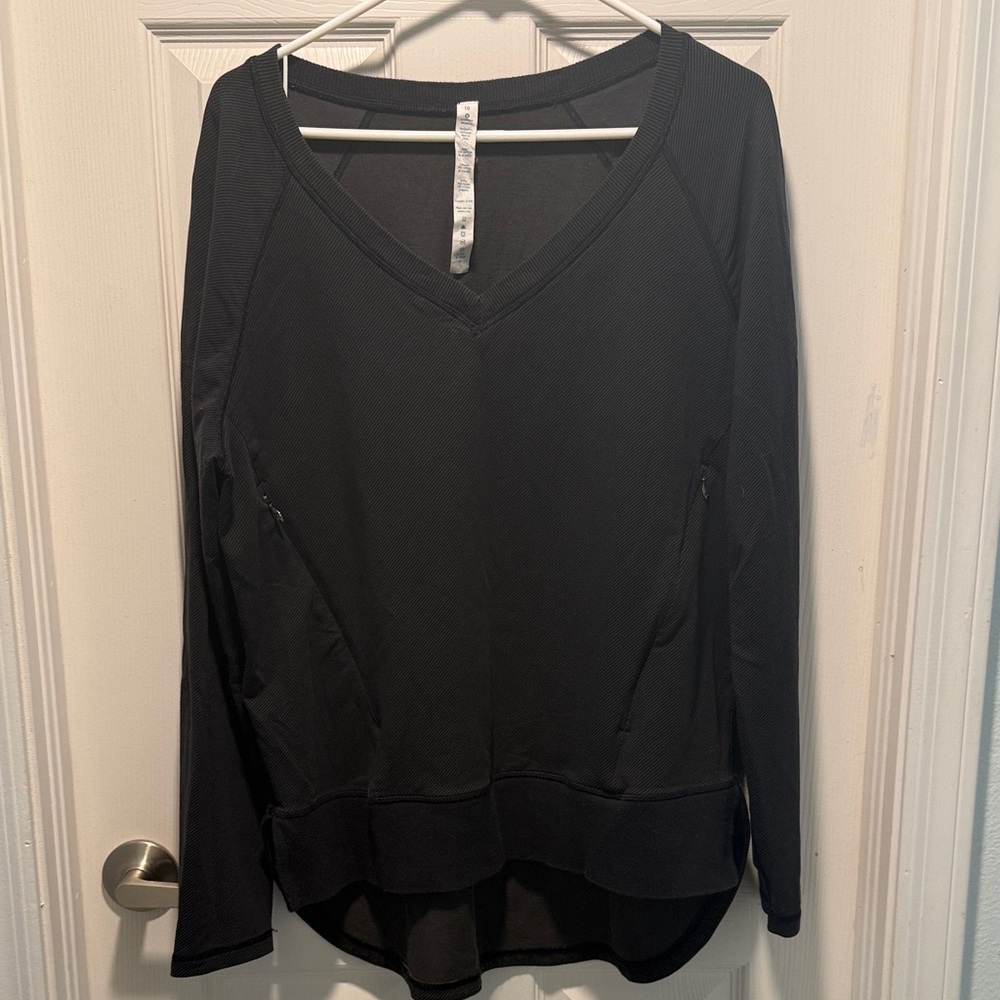 lululemon athletica Black V-Neck Sweatshirt